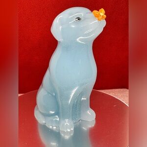 Homemade/handmade baby blue resin dog.           Price drop